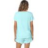 imageWiWi Womens Pajamas Set Viscose from Bamboo Soft Short Sleeve Top with Ruffle Shorts Sleepwear Ladies Pjs Sets SXXLAaqua