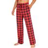 imageWiWi Mens Bamboo Viscose Pajama Pants Soft Lounge Bottoms Knit Big and Long Sweatpants Lightweight Sleep Pant Drawstring S4XAred Buffalo Plaid