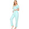 imageWiWi Viscose from Bamboo Womens Pajamas Set Soft V Neck Sleepwear Short Sleeve Top with Pant Lightweight S3XAaqua
