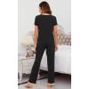 imageWiWi Viscose from Bamboo Womens Pajamas Set Soft V Neck Sleepwear Short Sleeve Top with Pant Lightweight S3XAblack