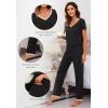 imageWiWi Viscose from Bamboo Womens Pajamas Set Soft V Neck Sleepwear Short Sleeve Top with Pant Lightweight S3XAblack