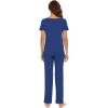 imageWiWi Viscose from Bamboo Womens Pajamas Set Soft V Neck Sleepwear Short Sleeve Top with Pant Lightweight S3XAblue Depth