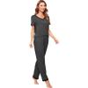 imageWiWi Viscose from Bamboo Womens Pajamas Set Soft V Neck Sleepwear Short Sleeve Top with Pant Lightweight S3XAcharcoal Heather