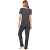 imageWiWi Viscose from Bamboo Womens Pajamas Set Soft V Neck Sleepwear Short Sleeve Top with Pant Lightweight S3XAcharcoal Heather
