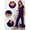 imageWiWi Viscose from Bamboo Womens Pajamas Set Soft V Neck Sleepwear Short Sleeve Top with Pant Lightweight S3XAdark Purple