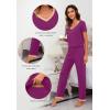 imageWiWi Viscose from Bamboo Womens Pajamas Set Soft V Neck Sleepwear Short Sleeve Top with Pant Lightweight S3XAdark Reddish Purple