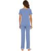 imageWiWi Viscose from Bamboo Womens Pajamas Set Soft V Neck Sleepwear Short Sleeve Top with Pant Lightweight S3XAfog Blue