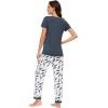 imageWiWi Viscose from Bamboo Womens Pajamas Set Soft V Neck Sleepwear Short Sleeve Top with Pant Lightweight S3XAgreen Feather