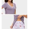 imageWiWi Viscose from Bamboo Womens Pajamas Set Soft V Neck Sleepwear Short Sleeve Top with Pant Lightweight S3XAgreyPeony