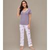 imageWiWi Viscose from Bamboo Womens Pajamas Set Soft V Neck Sleepwear Short Sleeve Top with Pant Lightweight S3XAgreyPeony