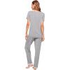 imageWiWi Viscose from Bamboo Womens Pajamas Set Soft V Neck Sleepwear Short Sleeve Top with Pant Lightweight S3XAheather Grey