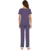 imageWiWi Viscose from Bamboo Womens Pajamas Set Soft V Neck Sleepwear Short Sleeve Top with Pant Lightweight S3XAlavender