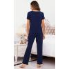 imageWiWi Viscose from Bamboo Womens Pajamas Set Soft V Neck Sleepwear Short Sleeve Top with Pant Lightweight S3XAnavy
