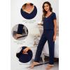 imageWiWi Viscose from Bamboo Womens Pajamas Set Soft V Neck Sleepwear Short Sleeve Top with Pant Lightweight S3XAnavy