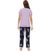 imageWiWi Viscose from Bamboo Womens Pajamas Set Soft V Neck Sleepwear Short Sleeve Top with Pant Lightweight S3XAnavyFloral