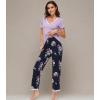 imageWiWi Viscose from Bamboo Womens Pajamas Set Soft V Neck Sleepwear Short Sleeve Top with Pant Lightweight S3XAnavyFloral