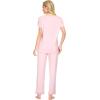 imageWiWi Viscose from Bamboo Womens Pajamas Set Soft V Neck Sleepwear Short Sleeve Top with Pant Lightweight S3XApink