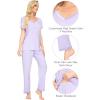 imageWiWi Viscose from Bamboo Womens Pajamas Set Soft V Neck Sleepwear Short Sleeve Top with Pant Lightweight S3XAtaro Purple