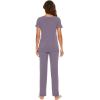 imageWiWi Viscose from Bamboo Womens Pajamas Set Soft V Neck Sleepwear Short Sleeve Top with Pant Lightweight S3XAviolet