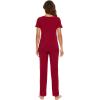 imageWiWi Viscose from Bamboo Womens Pajamas Set Soft V Neck Sleepwear Short Sleeve Top with Pant Lightweight S3XAwine Red