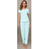 imageWiWi Viscose from Bamboo Womens Pajamas Set Soft V Neck Sleepwear Short Sleeve Top with Pant Lightweight S3XBaqua