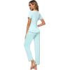 imageWiWi Viscose from Bamboo Womens Pajamas Set Soft V Neck Sleepwear Short Sleeve Top with Pant Lightweight S3XBaqua