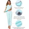 imageWiWi Viscose from Bamboo Womens Pajamas Set Soft V Neck Sleepwear Short Sleeve Top with Pant Lightweight S3XBaqua
