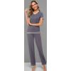 imageWiWi Viscose from Bamboo Womens Pajamas Set Soft V Neck Sleepwear Short Sleeve Top with Pant Lightweight S3XBdark Grey