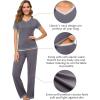 imageWiWi Viscose from Bamboo Womens Pajamas Set Soft V Neck Sleepwear Short Sleeve Top with Pant Lightweight S3XBdark Grey