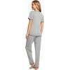 imageWiWi Viscose from Bamboo Womens Pajamas Set Soft V Neck Sleepwear Short Sleeve Top with Pant Lightweight S3XBheather Grey