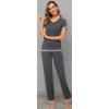 imageWiWi Viscose from Bamboo Womens Pajamas Set Soft V Neck Sleepwear Short Sleeve Top with Pant Lightweight S3XBiron Grey