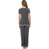 imageWiWi Viscose from Bamboo Womens Pajamas Set Soft V Neck Sleepwear Short Sleeve Top with Pant Lightweight S3XBiron Grey
