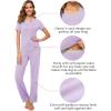 imageWiWi Viscose from Bamboo Womens Pajamas Set Soft V Neck Sleepwear Short Sleeve Top with Pant Lightweight S3XBtaro Purple