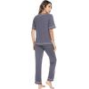 imageWiWi Viscose from Bamboo Womens Pajamas Set Soft V Neck Sleepwear Short Sleeve Top with Pant Lightweight S3XCdark Grey