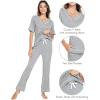 imageWiWi Viscose from Bamboo Womens Pajamas Set Soft V Neck Sleepwear Short Sleeve Top with Pant Lightweight S3XCheather Grey