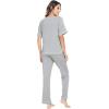 imageWiWi Viscose from Bamboo Womens Pajamas Set Soft V Neck Sleepwear Short Sleeve Top with Pant Lightweight S3XCheather Grey