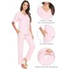imageWiWi Viscose from Bamboo Womens Pajamas Set Soft V Neck Sleepwear Short Sleeve Top with Pant Lightweight S3XCpink