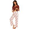 imageWiWi Viscose from Bamboo Womens Pajamas Set Soft V Neck Sleepwear Short Sleeve Top with Pant Lightweight S3XDbrickred