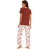 imageWiWi Viscose from Bamboo Womens Pajamas Set Soft V Neck Sleepwear Short Sleeve Top with Pant Lightweight S3XDbrickred