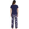 imageWiWi Viscose from Bamboo Womens Pajamas Set Soft V Neck Sleepwear Short Sleeve Top with Pant Lightweight S3XDdark NavyPurple Floral