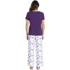 imageWiWi Viscose from Bamboo Womens Pajamas Set Soft V Neck Sleepwear Short Sleeve Top with Pant Lightweight S3XDdark Purple Dots