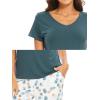 imageWiWi Viscose from Bamboo Womens Pajamas Set Soft V Neck Sleepwear Short Sleeve Top with Pant Lightweight S3XDgreen