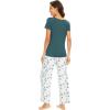 imageWiWi Viscose from Bamboo Womens Pajamas Set Soft V Neck Sleepwear Short Sleeve Top with Pant Lightweight S3XDgreen