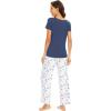 imageWiWi Viscose from Bamboo Womens Pajamas Set Soft V Neck Sleepwear Short Sleeve Top with Pant Lightweight S3XDindio Blue