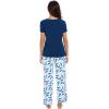 imageWiWi Viscose from Bamboo Womens Pajamas Set Soft V Neck Sleepwear Short Sleeve Top with Pant Lightweight S3XDink Blue Feather