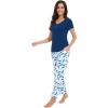 imageWiWi Viscose from Bamboo Womens Pajamas Set Soft V Neck Sleepwear Short Sleeve Top with Pant Lightweight S3XDink Blue Feather