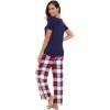 imageWiWi Viscose from Bamboo Womens Pajamas Set Soft V Neck Sleepwear Short Sleeve Top with Pant Lightweight S3XDnavyRed Plaid
