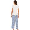 imageWiWi Viscose from Bamboo Womens Pajamas Set Soft V Neck Sleepwear Short Sleeve Top with Pant Lightweight S3XDraw WhiteBlue