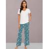 imageWiWi Viscose from Bamboo Womens Pajamas Set Soft V Neck Sleepwear Short Sleeve Top with Pant Lightweight S3XDraw WhiteGreen