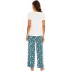 imageWiWi Viscose from Bamboo Womens Pajamas Set Soft V Neck Sleepwear Short Sleeve Top with Pant Lightweight S3XDraw WhiteGreen